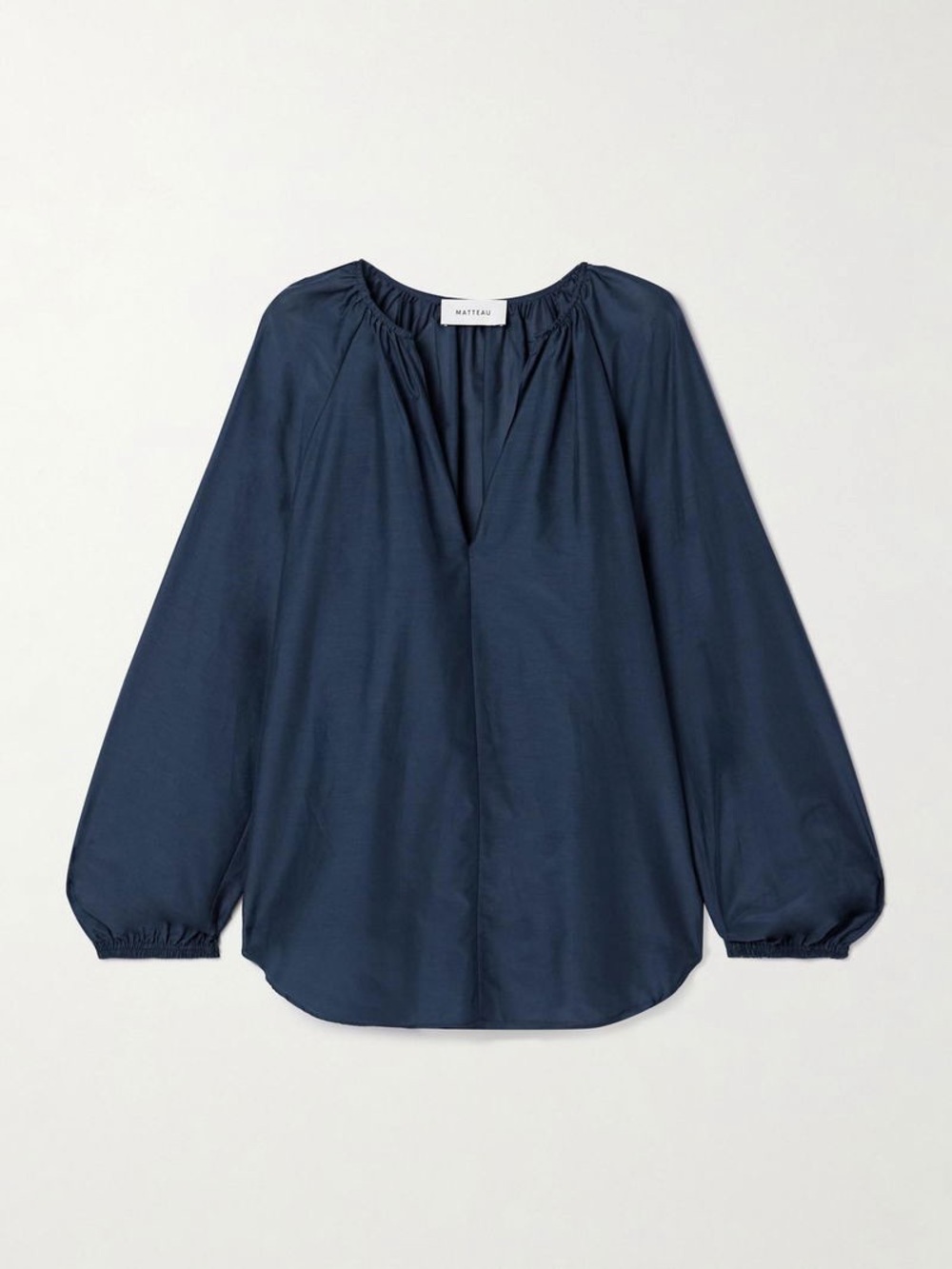 Matteau Voluminous Blouse Cotton Silk Midnight Blue US 2 - Picture 5 of 12